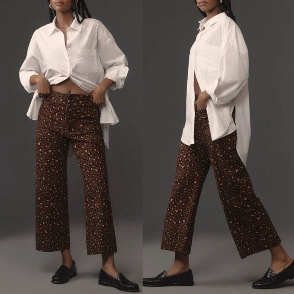Anthropologie Maeve The Colette Crop Wide Leg Pants Leopard - Picture 6 of 6